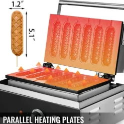 1500W elektrisk korvvåffelmaskin, effektiv och snabb uppvärmning, exakt temperatur- och tidskontroll, genomtänkta detaljer