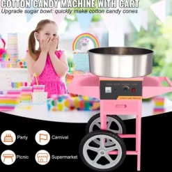 Maskiner För Spunnet Socker-1050W elektrisk sockervaddsmaskin med vagn för olika fester, lämplig för de flesta sorters socker, hög säkerhet, lätt att manövrera