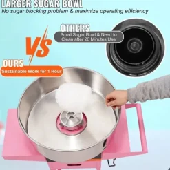 Maskiner För Spunnet Socker-1050W elektrisk sockervaddsmaskin med vagn för olika fester, lämplig för de flesta sorters socker, hög säkerhet, lätt att manövrera