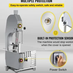 850W 15m/s kommersiell benskärningsmaskin med 3 sågblad, rymlig arbetsbänk med skala, pålitliga skydd, användarvänliga detaljer