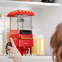 1200W retro mini varmluft popcornmaskin i handkärror stil, hälsosam och fettfri, kompakt och bärbar, lätt att rengöra