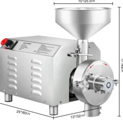 Matkvarnar-2200W 1500rpm 50kg kapacitet 30-50kg/H elektrisk spannmålskvarn med olika tillbehör, justerbar finhet, med överbelastningsskydd