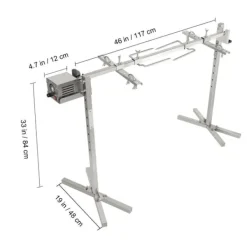 52W 4RPM 60kg lastkapacitet elektrisk spettgrill för hela djur, BBQ grill för olika typer av kött, 8 justerbara höjder, bra stabilitet