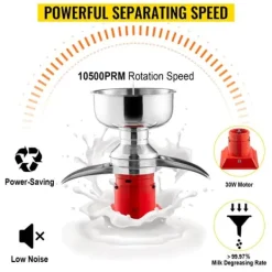 30W 10500RPM 50L/H effektiv elektrisk mjölkkräm centrifugalseparator, 4 timmars kontinuerligt arbete, lätt att installera och använda