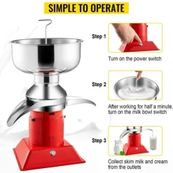 30W 10500RPM 50L/H effektiv elektrisk mjölkkräm centrifugalseparator, 4 timmars kontinuerligt arbete, lätt att installera och använda