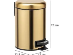 Soptunnor & Papperskorgar-Wenko pedal papperskorg 3L guld (50764)
