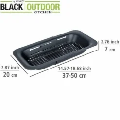 Diskställ & Torkställ-WENKO SIVO Diskbänkssil | Infällbar sil | Utdragbara handtag till placering | Pasta, frukt, grönsaker | 37 till 50 cm | Svart