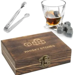 Whiskystenar-Whiskey Stenar i lyxig presentask i trä