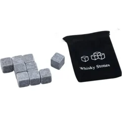 Whiskystenar-Whiskey Stones - TRIXES - Set med 9 st - Sammetspåse - Späds inte ut - Kyls snabbt