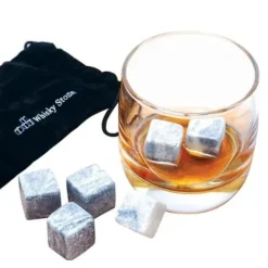 Whiskystenar-Whiskysten - Set om 9 - Granit - Förvaringspåse i muslin - Grå