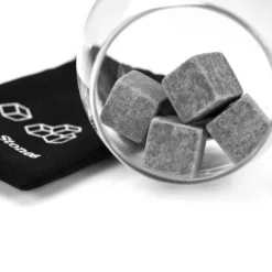 Whiskystenar-Whiskysten - Set om 9 - Granit - Förvaringspåse i muslin - Grå