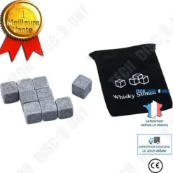 Whiskystenar - TD® - Paket med 9 - Snabbkylning - Konstgjorda isbitar - Perfekt för cocktails