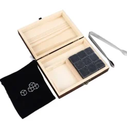 Whiskystenar Kubformade granitkylning Whiskystenar Set Återvinningsbara Snabbtorkande Whiskystenar med talllåda