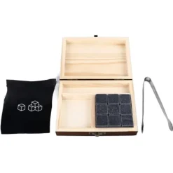 Whiskystenar Kubformade granitkylning Whiskystenar Set Återvinningsbara Snabbtorkande Whiskystenar med talllåda