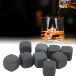 Whiskystenuppsättning - GOTOTOP - Basalt - Förvaringspåse - Snabb kylning - Grå färg