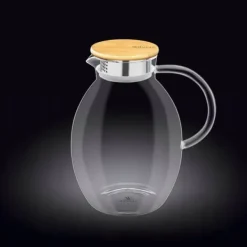 Wilmax glaskanna med bambulock 2400 ml | kanna för varma eller kalla drycker | vattenkanna i borosilikatglas | lämplig för gas- eller elektriska spisa | CDON