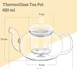 Kaffe- & Tekannor-Wilmax tekanna i glas 620 ml med glasfilter, spissäker