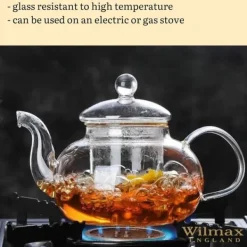 Kaffe- & Tekannor-Wilmax tekanna i glas 620 ml med glasfilter, spissäker