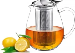 Wilmax tekanna i glas 600 ml med stålfilter, spissäker