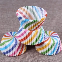 Bakning-100x Randiga Muffinsformar