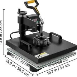 Ångpressar-38X38cm 2-i-1 multifunktionell värmepressmaskin med digital kontrollpanel, snabb uppvärmning, effektiv överföring, lätt att använda