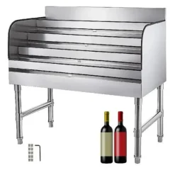 910x470x825 mm spritställ i rostfritt stål med 4 trappsteg och 3-tums bakstänk, stor kapacitet, justerbart stativ, genomtänkt design