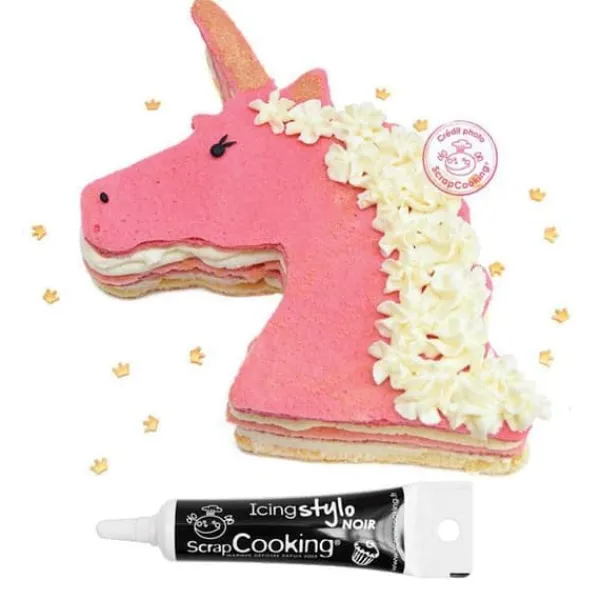 XXL Unicorn konditori i rostfritt stål + svart glasyrpenna