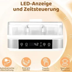 Yogurtmaskiner-Yoghurtmaskin, digital yoghurtberedare, temperatur- och tidsstyrning, automatisk, 9 glasburkar à 170 ml, svart