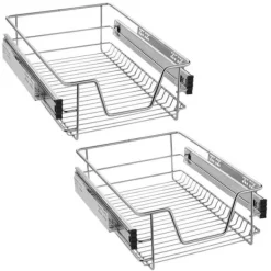 Köksorganiserare-YUENFONG 2x teleskopisk kökslåda, skåplåda Kökslåda, skjutbar kökskorg, 40 cm