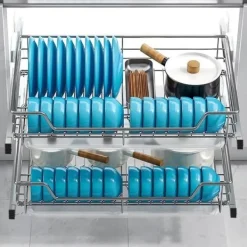 Köksorganiserare-YUENFONG 2x teleskopisk kökslåda, skåplåda Kökslåda, skjutbar kökskorg, 40 cm