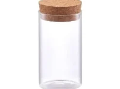 Förvaringsburkar-Zeller burk med slät sida och korklock, 175 ml, glas